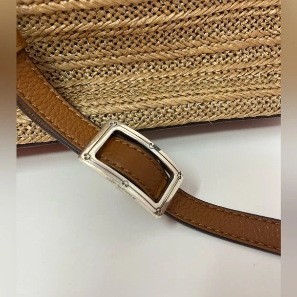 BRIGHTON Jojo Straw Organizer Crossbody Bag Natural EUC - Picture 4 of 8